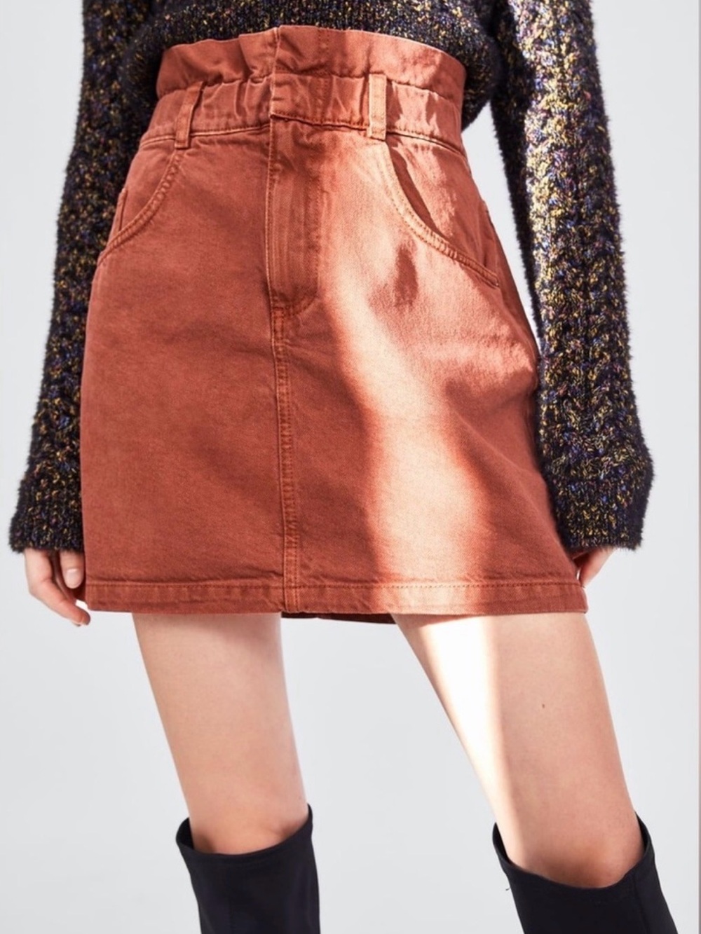 Zara TRF Paperbag Waist Mini Skirt